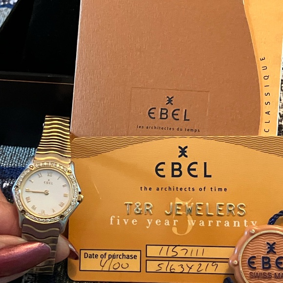 Ebel Diamond Sport Wave 18K Gold and Stainless Steel Watch Mother of Pearl Dial - Picture 12 of 12